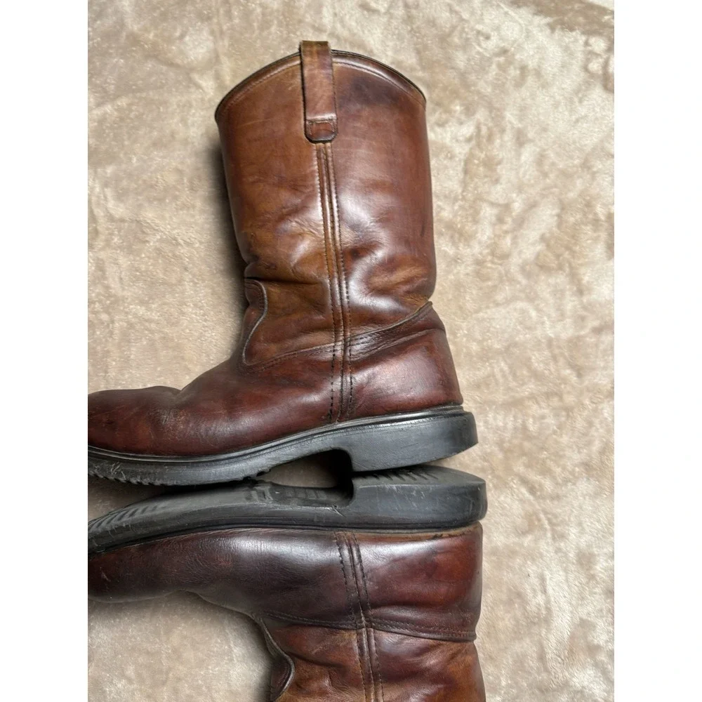 Vintage Red Wing SuperSole Steel Toe Lined Brown Leather Boots 9.5 D USA